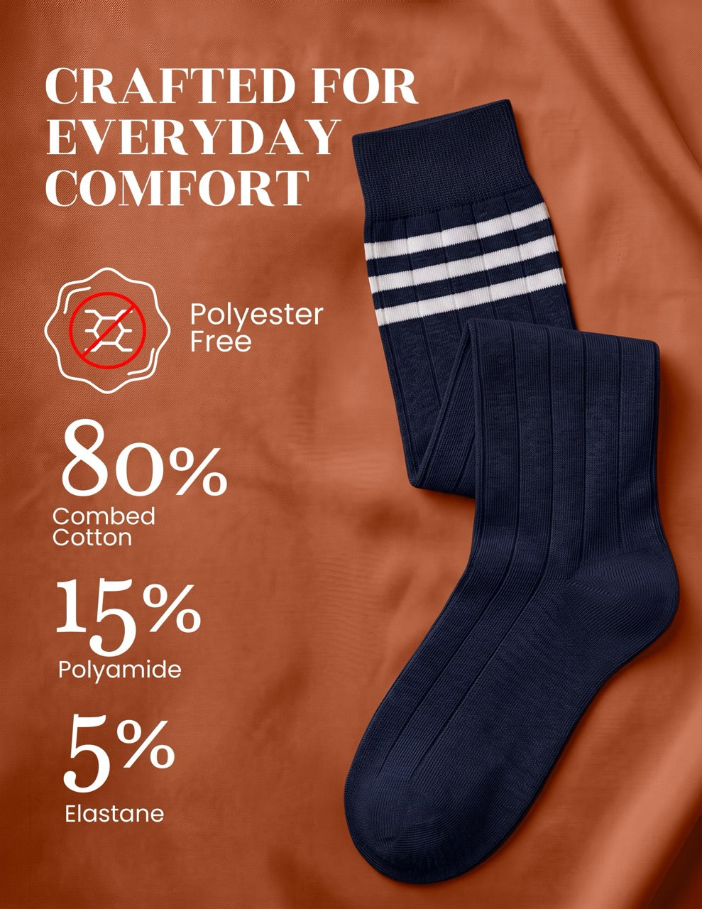 Hugh Ugoli Striped Cotton Kids' Knee-High Dress Socks, 4 Pairs in Navy Blue