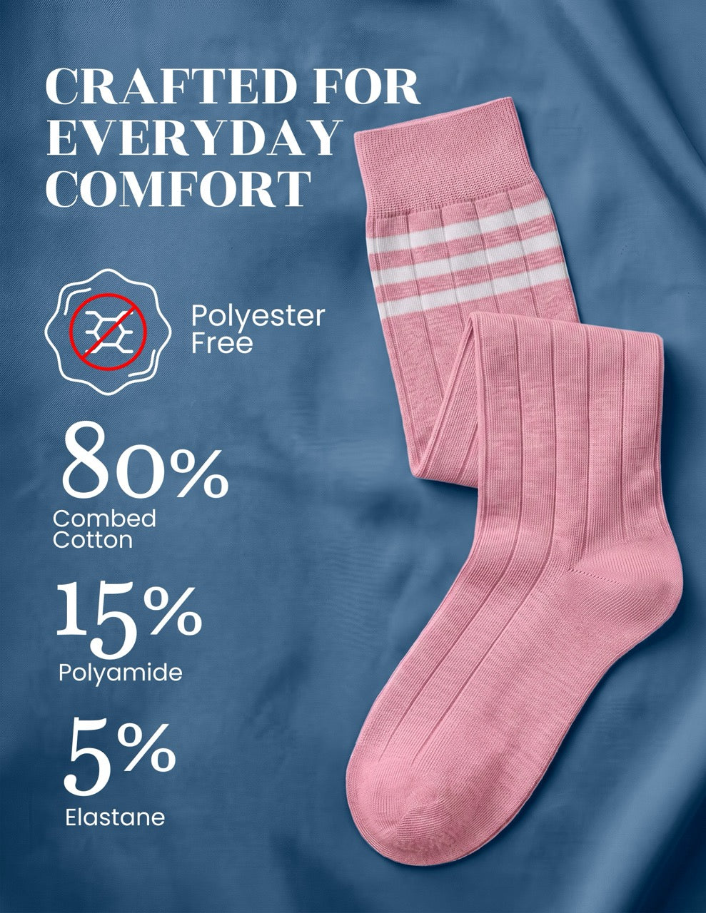 Hugh Ugoli Striped Cotton Kids' Knee-High Dress Socks, 4 Pairs in Pink