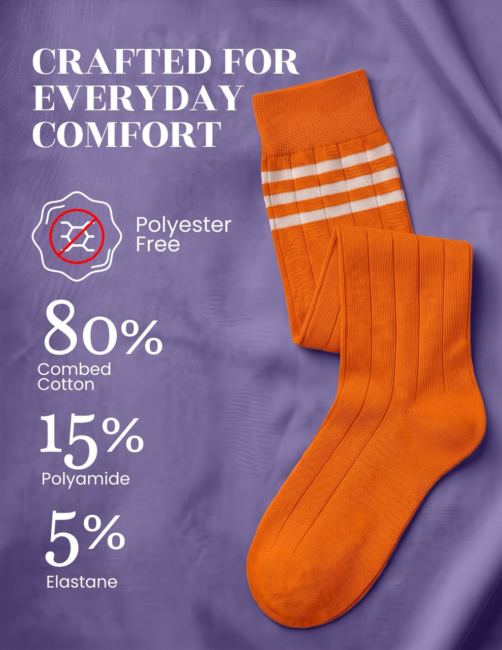 Hugh Ugoli Striped Cotton Kids' Knee-High Dress Socks, 4 Pairs in Pumpkin Orange