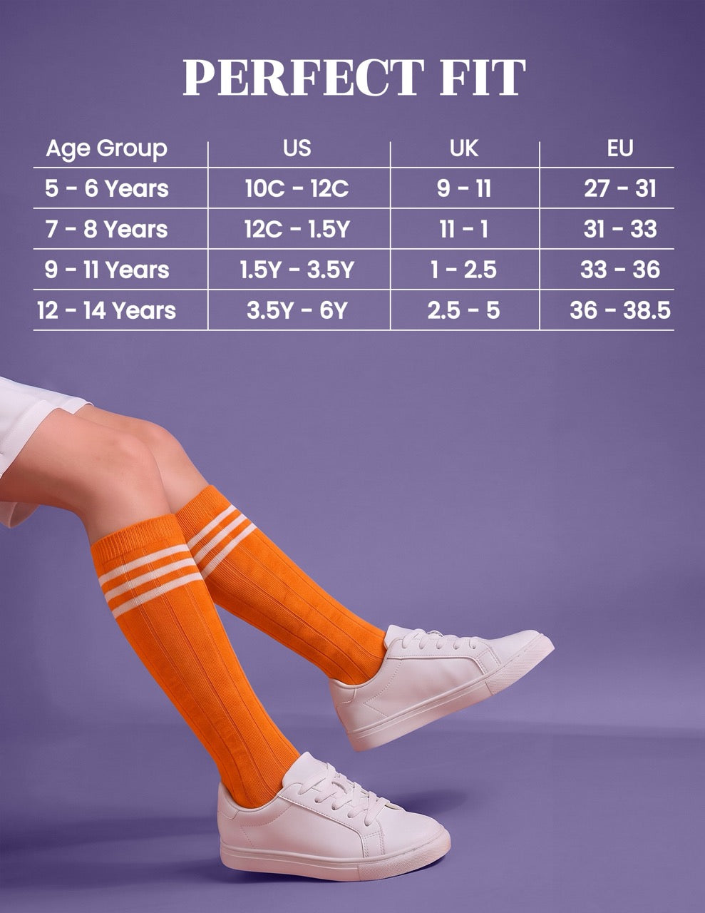 Hugh Ugoli Striped Cotton Kids' Knee-High Dress Socks, 4 Pairs in Pumpkin Orange