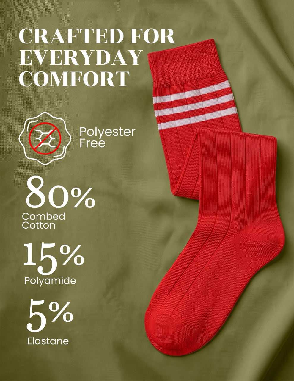 Hugh Ugoli Striped Cotton Kids' Knee-High Dress Socks, 4 Pairs in Red