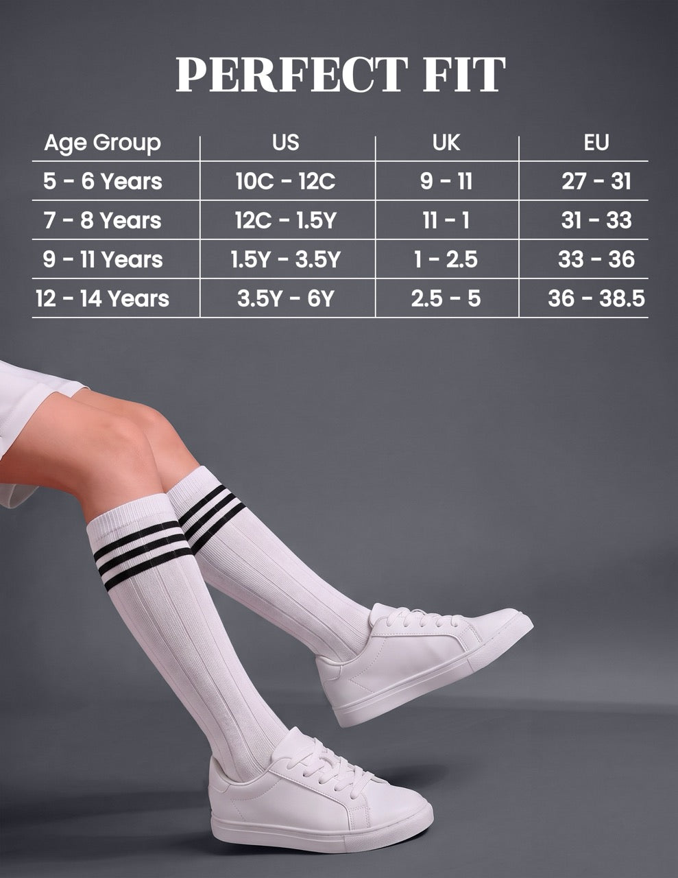 Hugh Ugoli Striped Cotton Kids' Knee-High Dress Socks, 4 Pairs in White