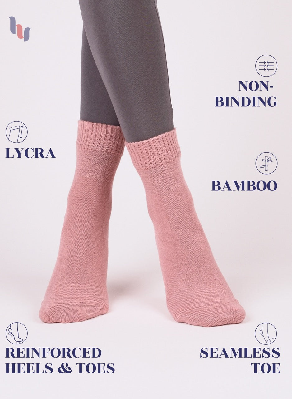 Rose cloud ankle socks with text highlighting features on a white background