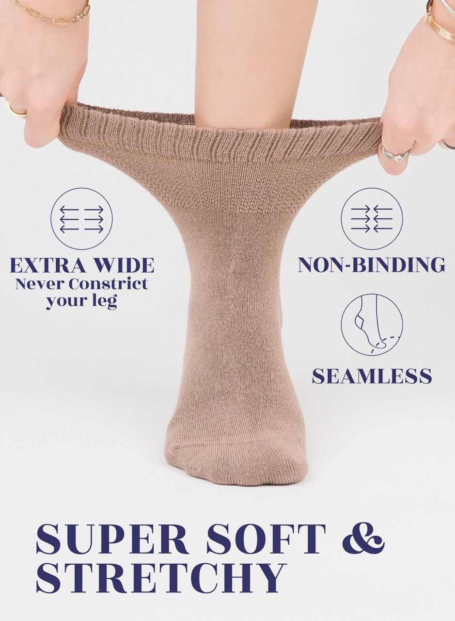 Milk Coffee sock being held up with text highlighting features on a white background