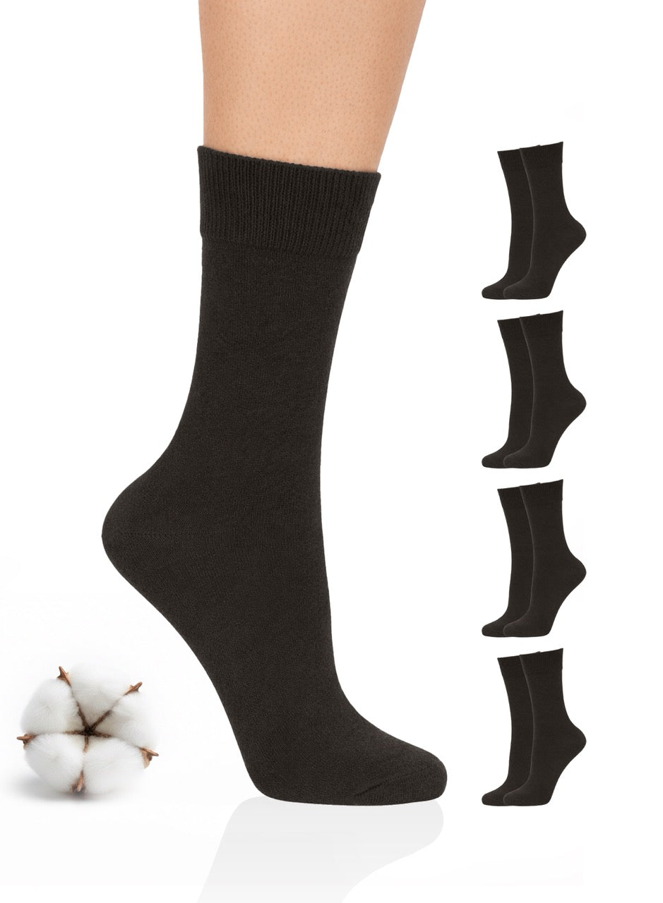 Dark Brown socks with additional pairs displayed on a white background, featuring cotton.
