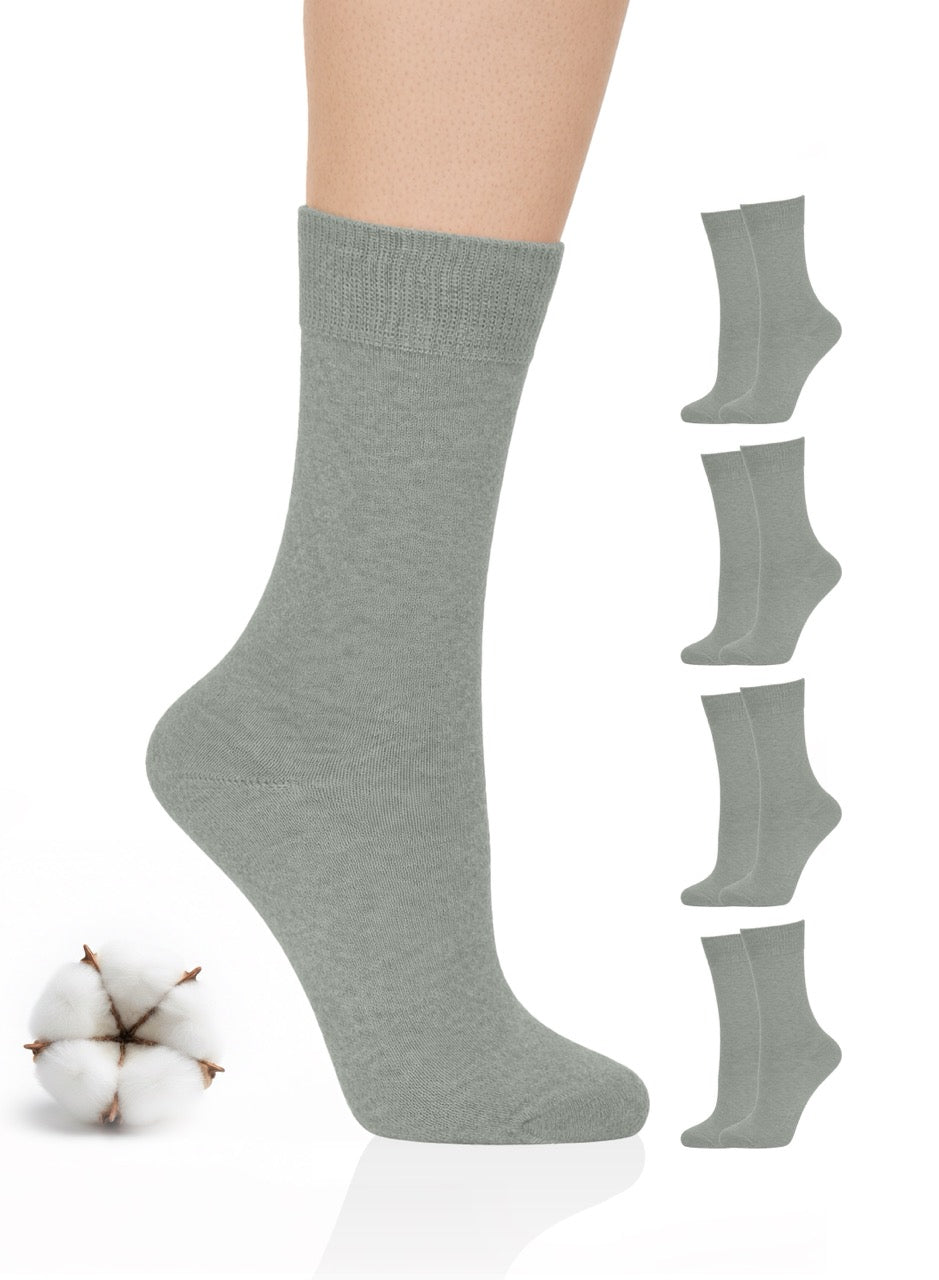 Gray socks with additional pairs displayed on a white background