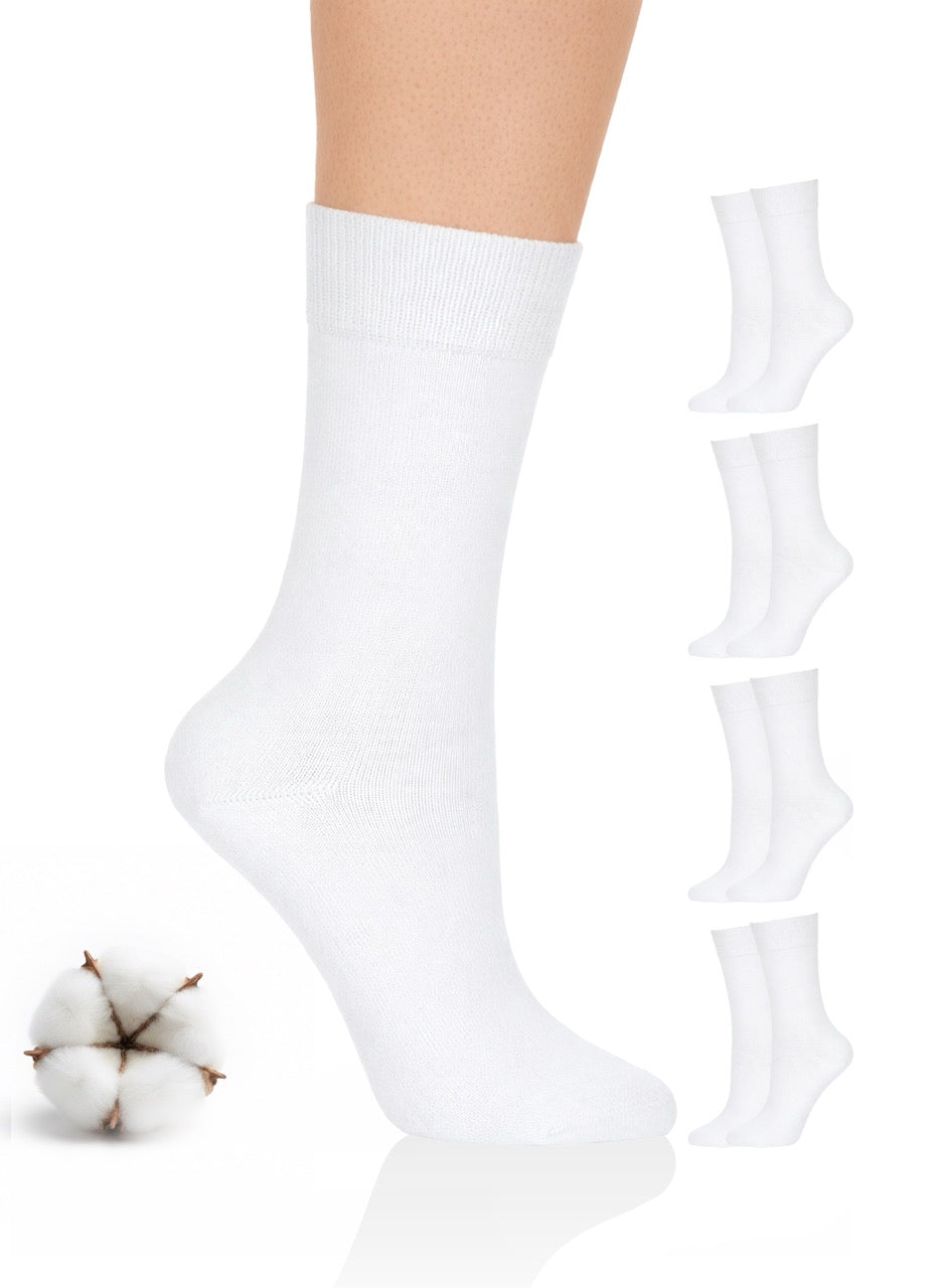 White socks with a cotton boll on a white background