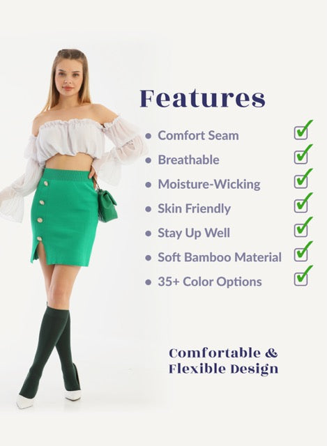 Knee-High Bamboo Dress Socks for Women, 4 Pairs