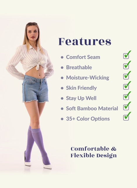 Knee-High Bamboo Dress Socks for Women, 4 Pairs