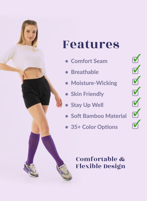 Knee-High Bamboo Dress Socks for Women, 4 Pairs