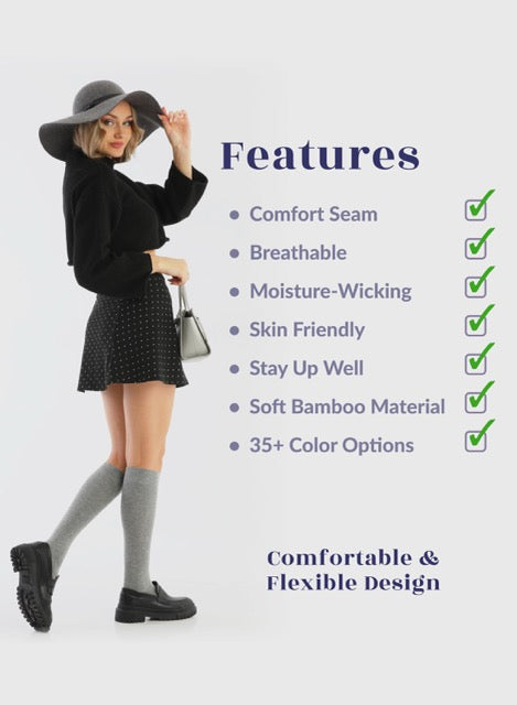 Knee-High Bamboo Dress Socks for Women, 4 Pairs
