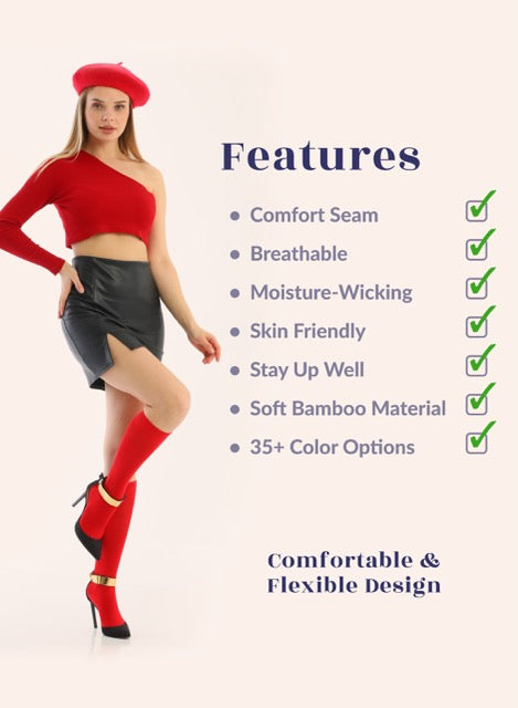 Knee-High Bamboo Dress Socks for Women, 4 Pairs