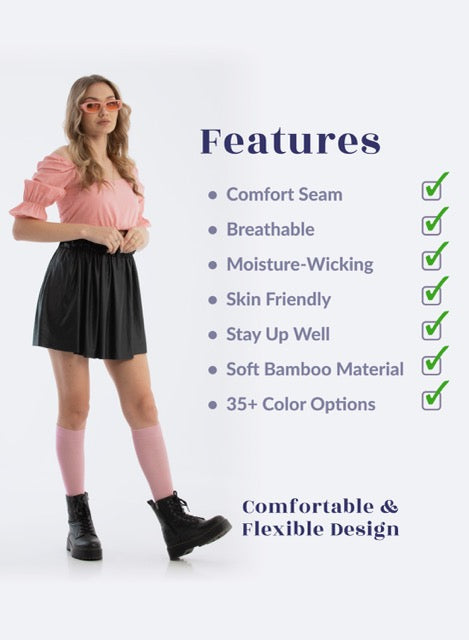 Knee-High Bamboo Dress Socks for Women, 4 Pairs