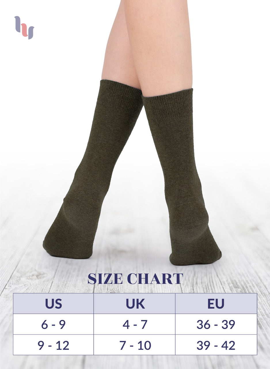 Women's Bamboo Diabetic Crew Thin Socks, 4 Pairs | Army Green