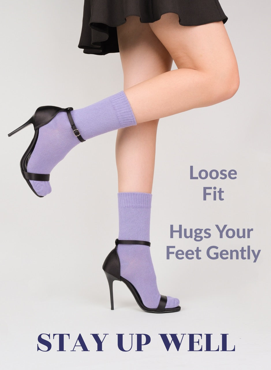 Women's Bamboo Diabetic Crew Thin Socks, 4 Pairs | Aster Purple
