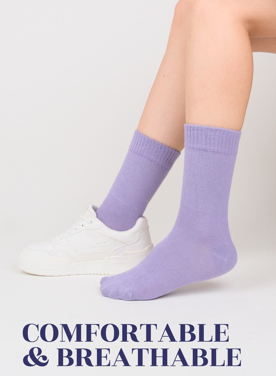 Women's Bamboo Diabetic Crew Thin Socks, 4 Pairs | Aster Purple