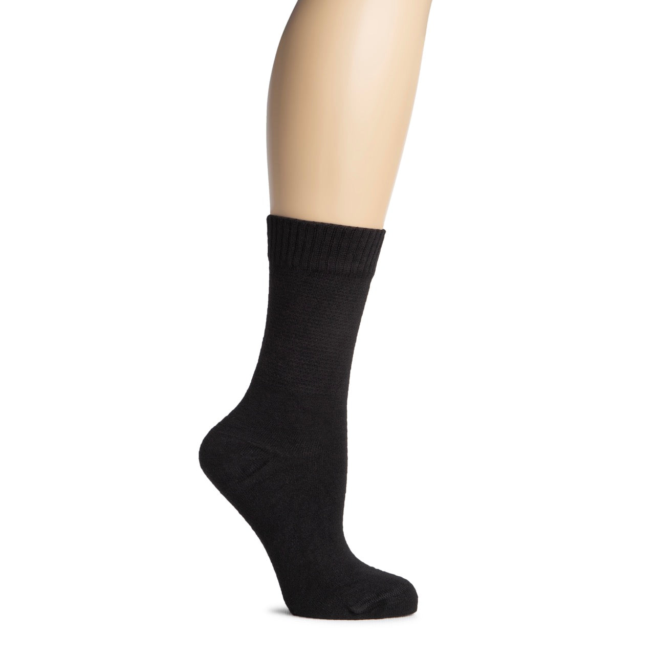 Women's Bamboo Diabetic Crew Thin Socks, 4 Pairs | Black