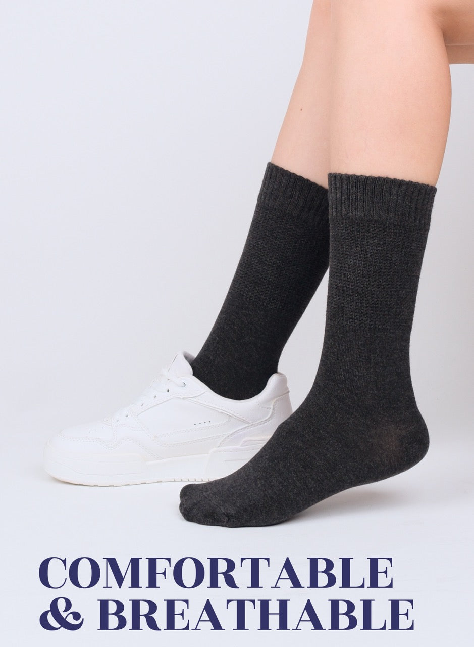 Women's Bamboo Diabetic Crew Thin Socks, 4 Pairs | Charcoal