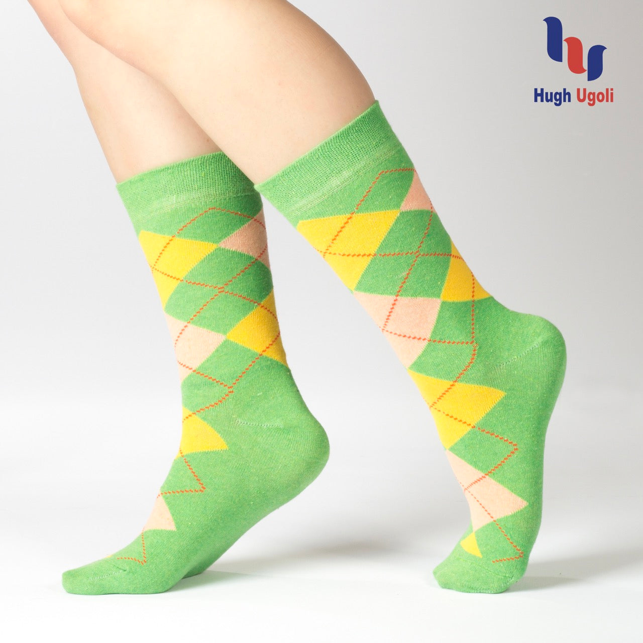 Colorful Cotton Dress Crew Argyle Socks for Women, 4 Pairs