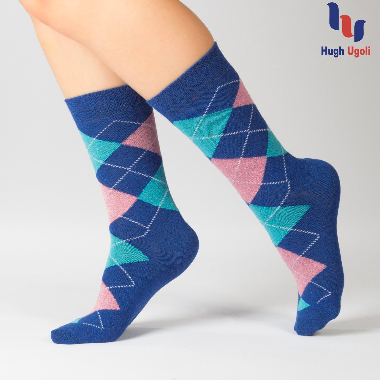 Colorful Cotton Dress Crew Argyle Socks for Women, 4 Pairs