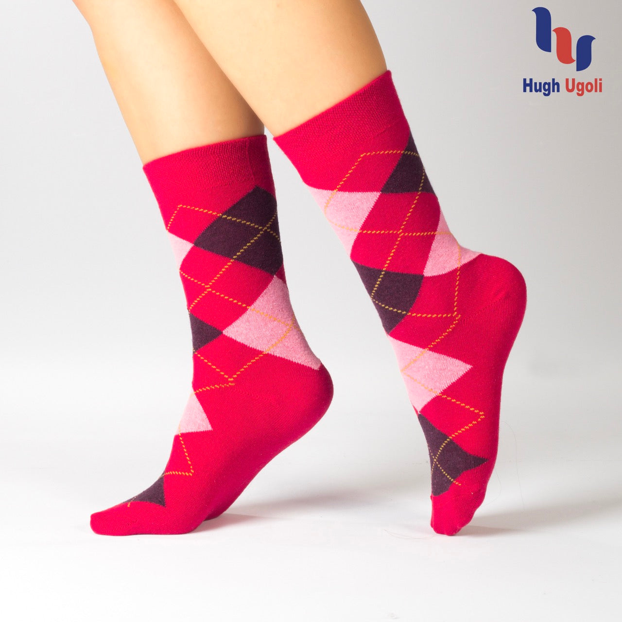 Colorful Cotton Dress Crew Argyle Socks for Women, 4 Pairs