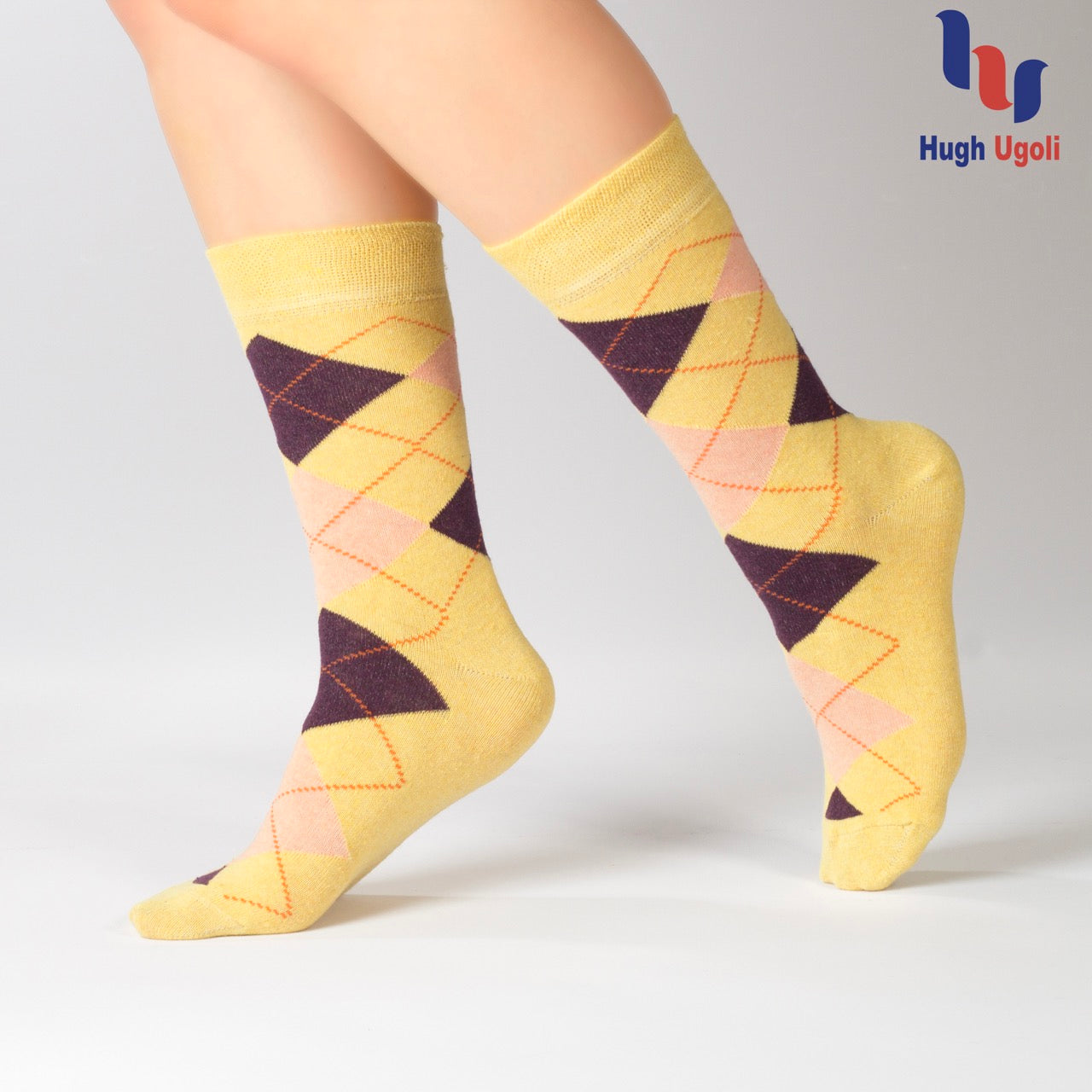 Colorful Cotton Dress Crew Argyle Socks for Women, 4 Pairs