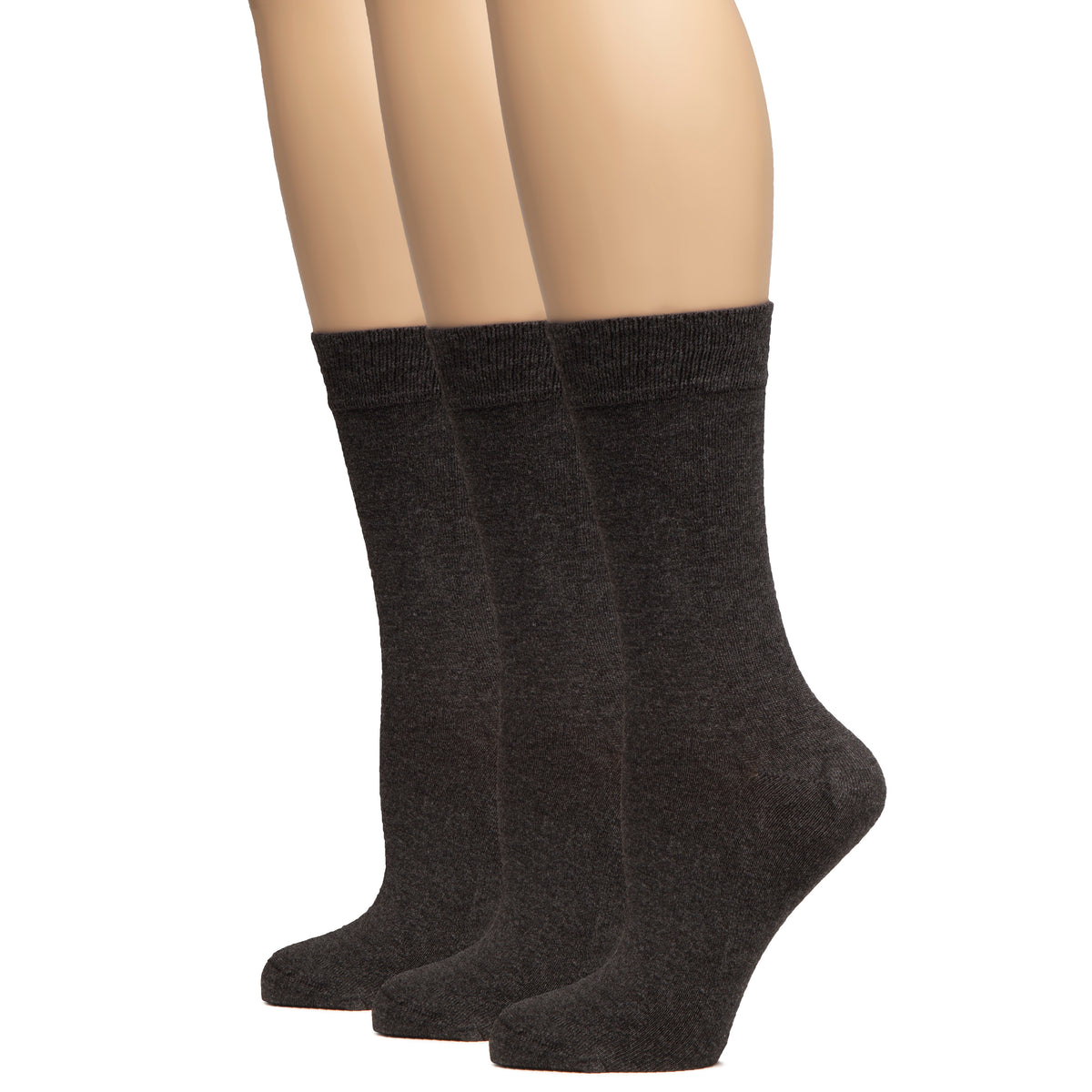 Hugh Ugoli Women's Bamboo Dress Socks Crew Soft Comfy Seamless Toe, 3 Pairs, Shoe Size: 5-8/9-11 | Shoe Size: 9-11 | Dark Grey