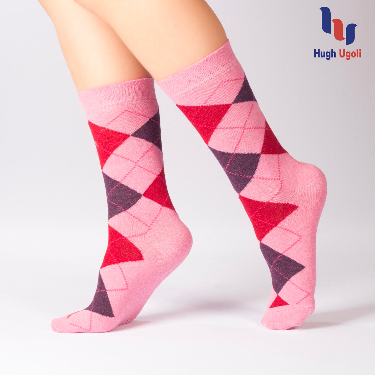 Colorful Cotton Dress Crew Argyle Socks for Women, 4 Pairs