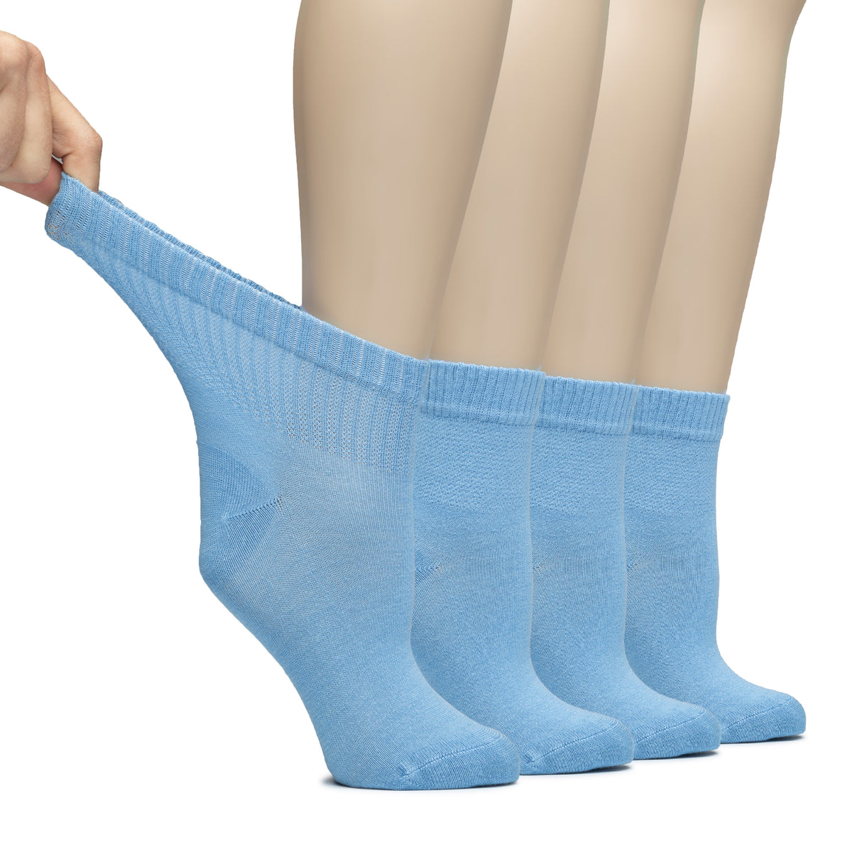 Hugh Ugoli Lightweight Women's Diabetic Ankle Socks Bamboo Thin Socks Seamless Toe and Non-Binding Top, 4 Pairs, , Shoe Size: 6-9/10-12 | Shoe Size: 6-9 | Bombay Brown