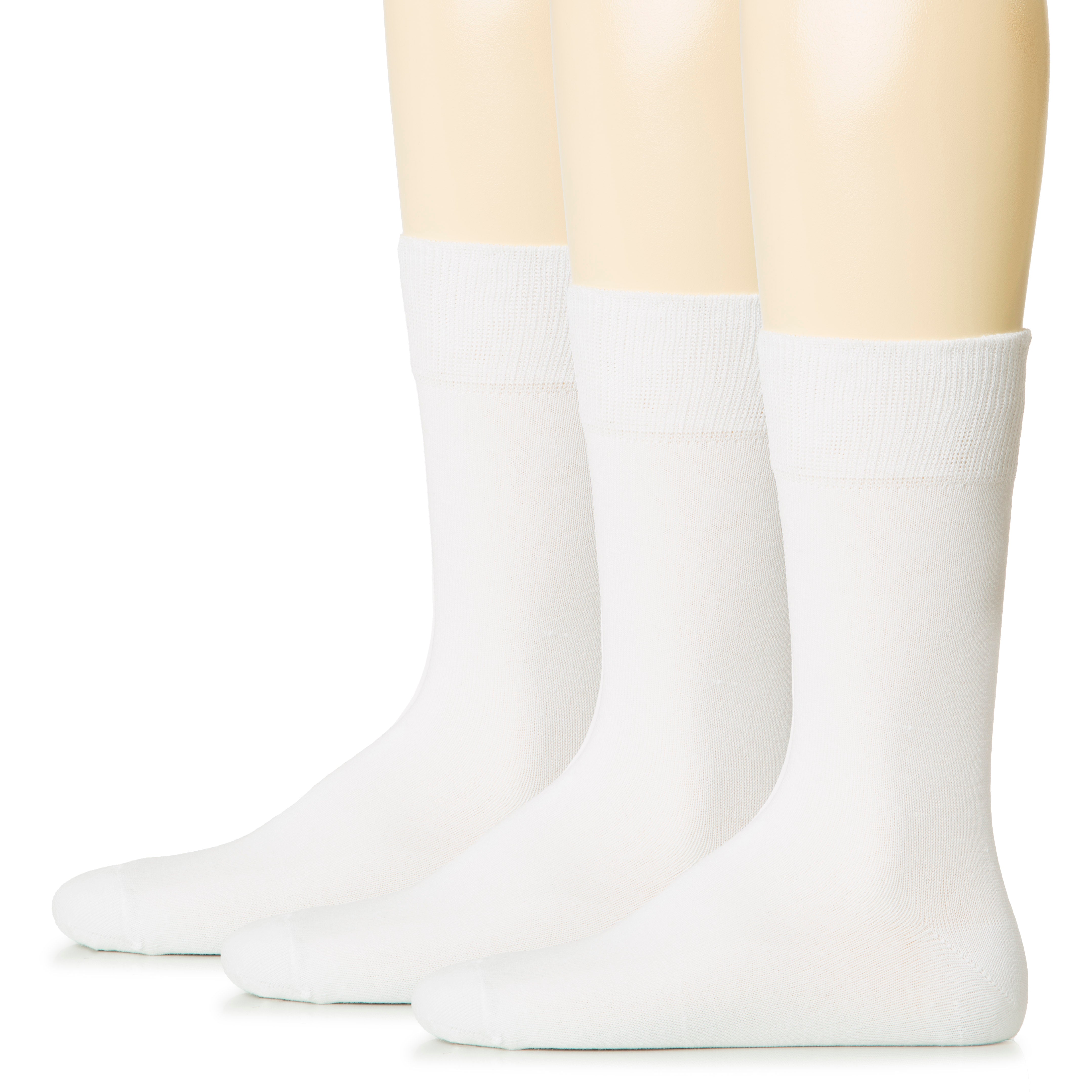 Hugh Ugoli Men Cotton Dress Socks XL / L / M / S Sizes, 3 Pairs | Shoe Size: 13-15 | White