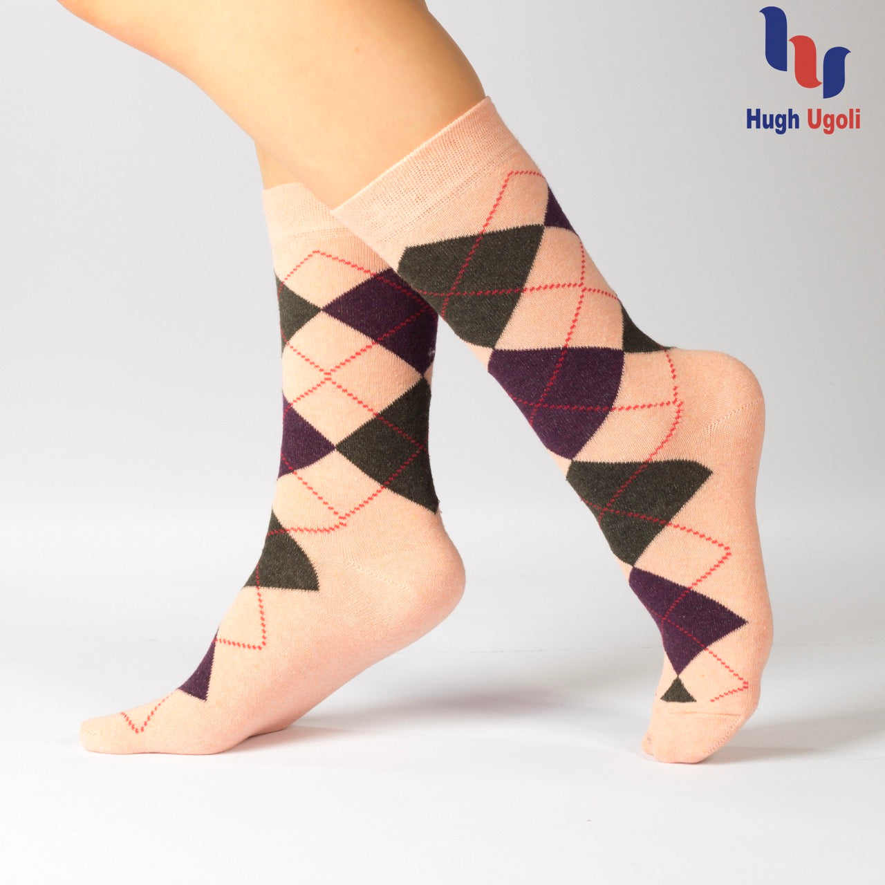 Colorful Cotton Dress Crew Argyle Socks for Women, 4 Pairs