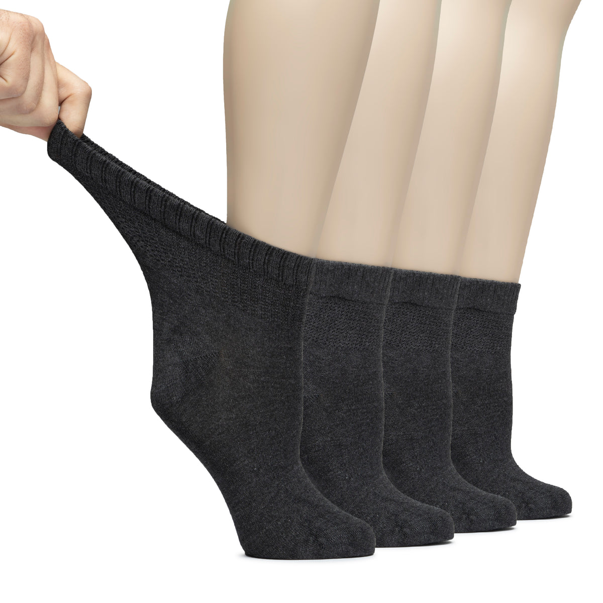 Hugh Ugoli Lightweight Women's Diabetic Ankle Socks Bamboo Thin Socks Seamless Toe and Non-Binding Top, 4 Pairs, , Shoe Size: 6-9/10-12 | Shoe Size: 6-9 | Christmas Green