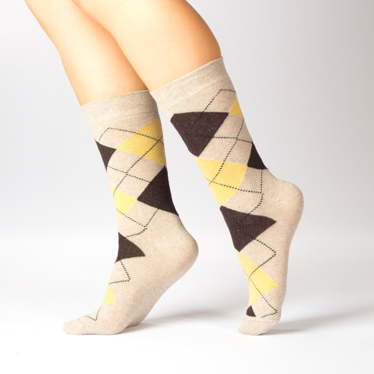 Colorful Cotton Dress Crew Argyle Socks for Women, 4 Pairs