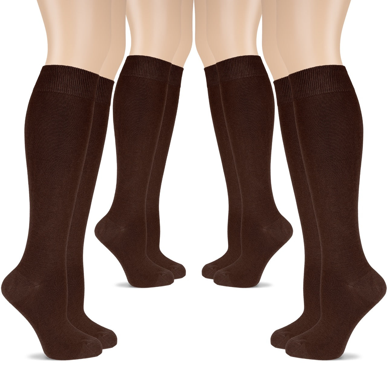 Women's Cotton Knee-High Dress Socks,Moisture Wicking, Breathable, 4 Pairs