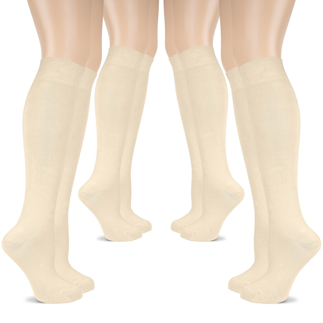 Women's Cotton Knee-High Dress Socks,Moisture Wicking, Breathable, 4 Pairs