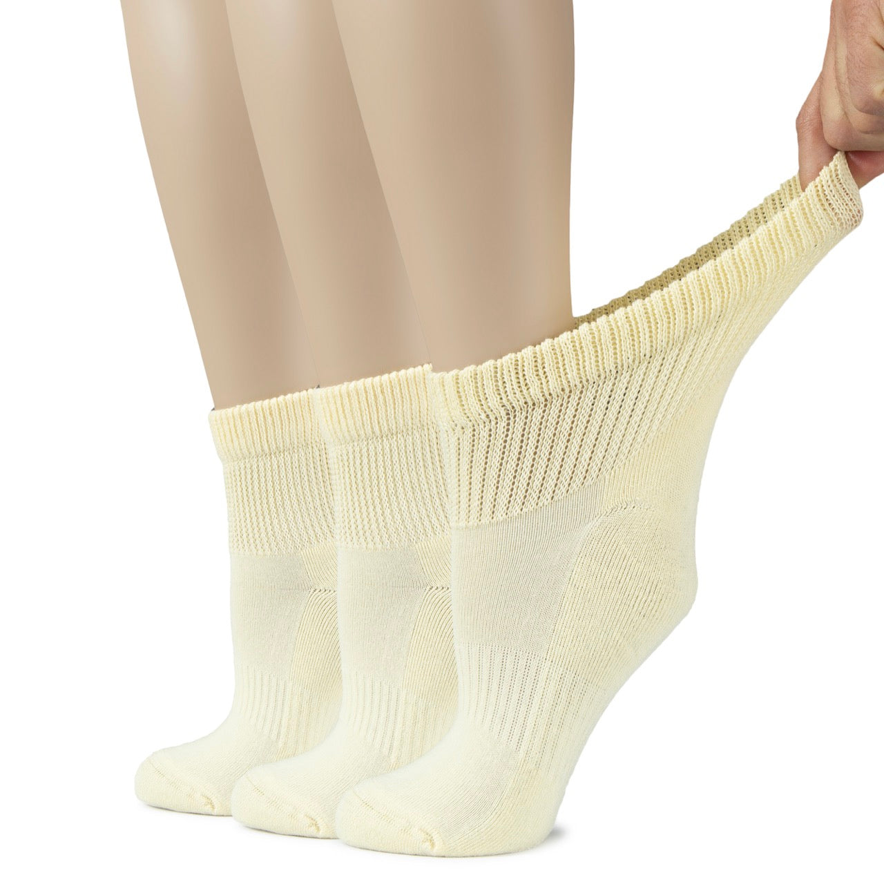 Women's Semi-Cushion Cotton Diabetic Ankle Socks, 3 Pairs