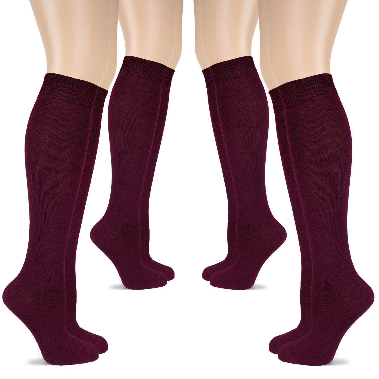 Women's Cotton Knee-High Dress Socks,Moisture Wicking, Breathable, 4 Pairs
