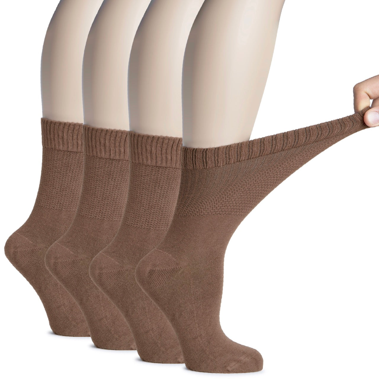 Women's Bamboo Diabetic Crew Thin Socks, 4 Pairs