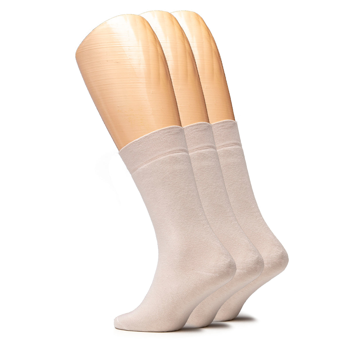 These Men's Cotton Full Cushion Ankle Socks are showcased on a mannequin, featuring three pairs for ultimate comfort.