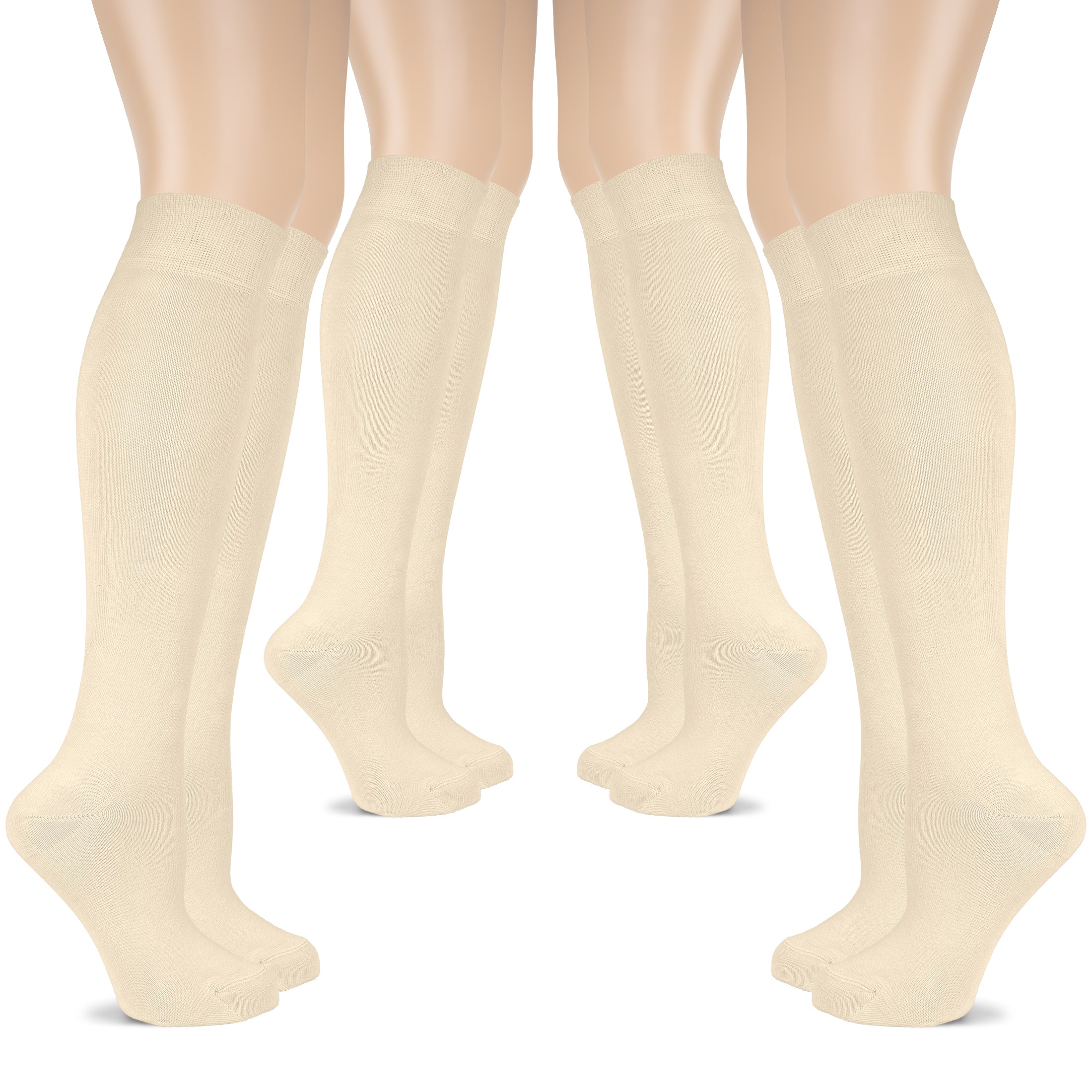 Women's Cotton Knee-High Dress Socks,Moisture Wicking, Breathable, 4 Pairs