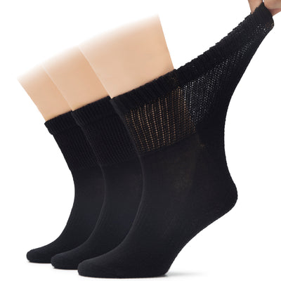 Men's Diabetic Ankle Semi-Cushion Cotton Socks, 3 Pairs