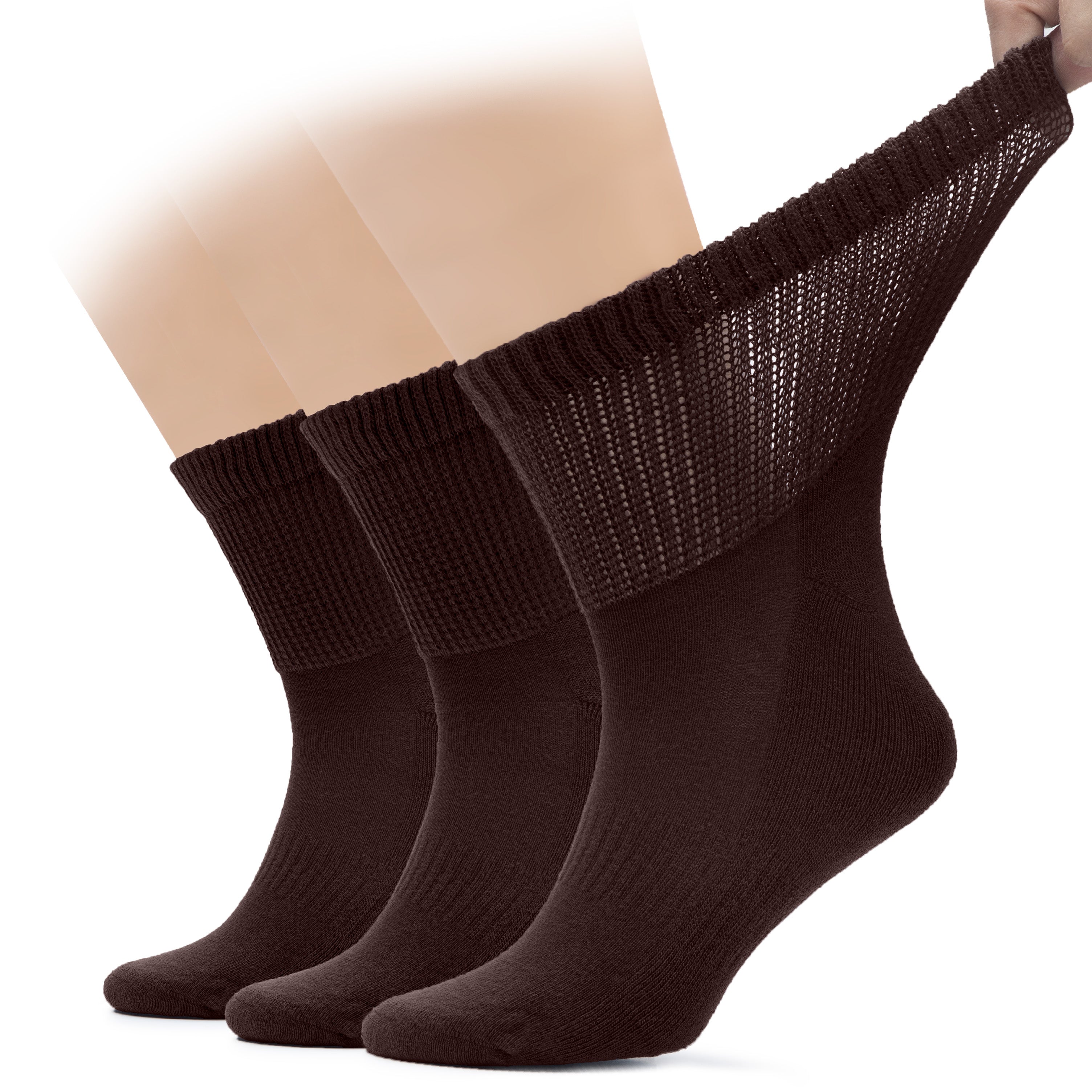 Men's Diabetic Ankle Semi-Cushion Cotton Socks, 3 Pairs