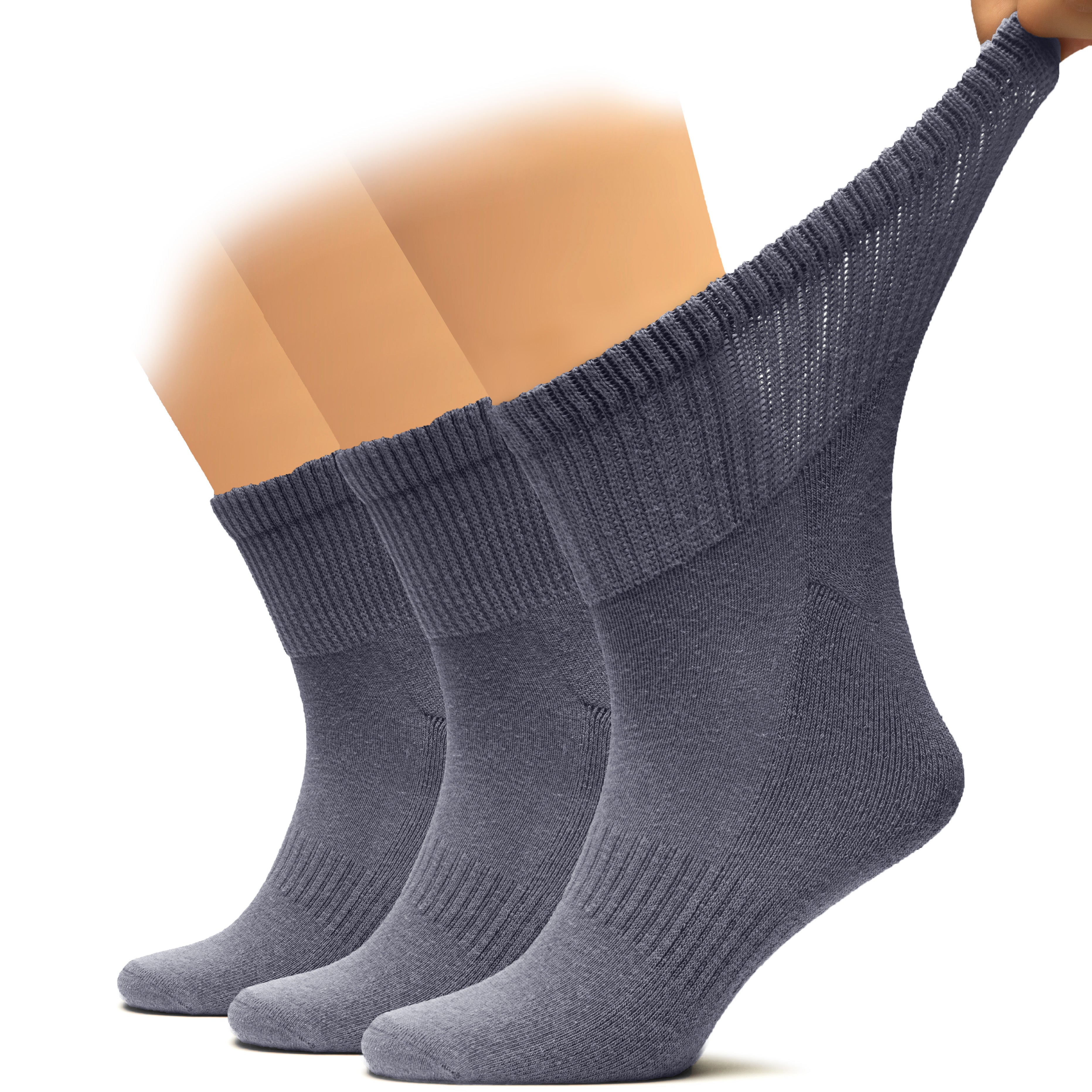 Men's Diabetic Ankle Semi-Cushion Cotton Socks, 3 Pairs
