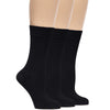 These Women's Bamboo Crew Socks are showcased on a mannequin, featuring three black socks.