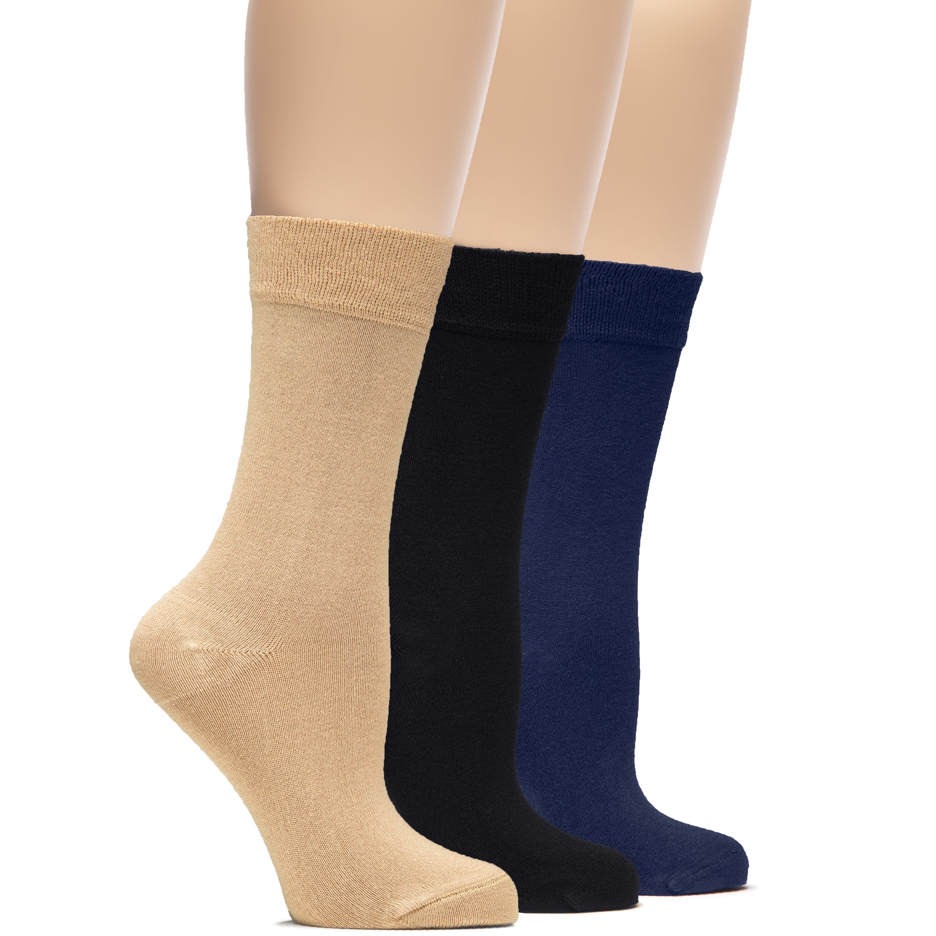 Women's Bamboo Dress Crew Socks, 3 Pairs