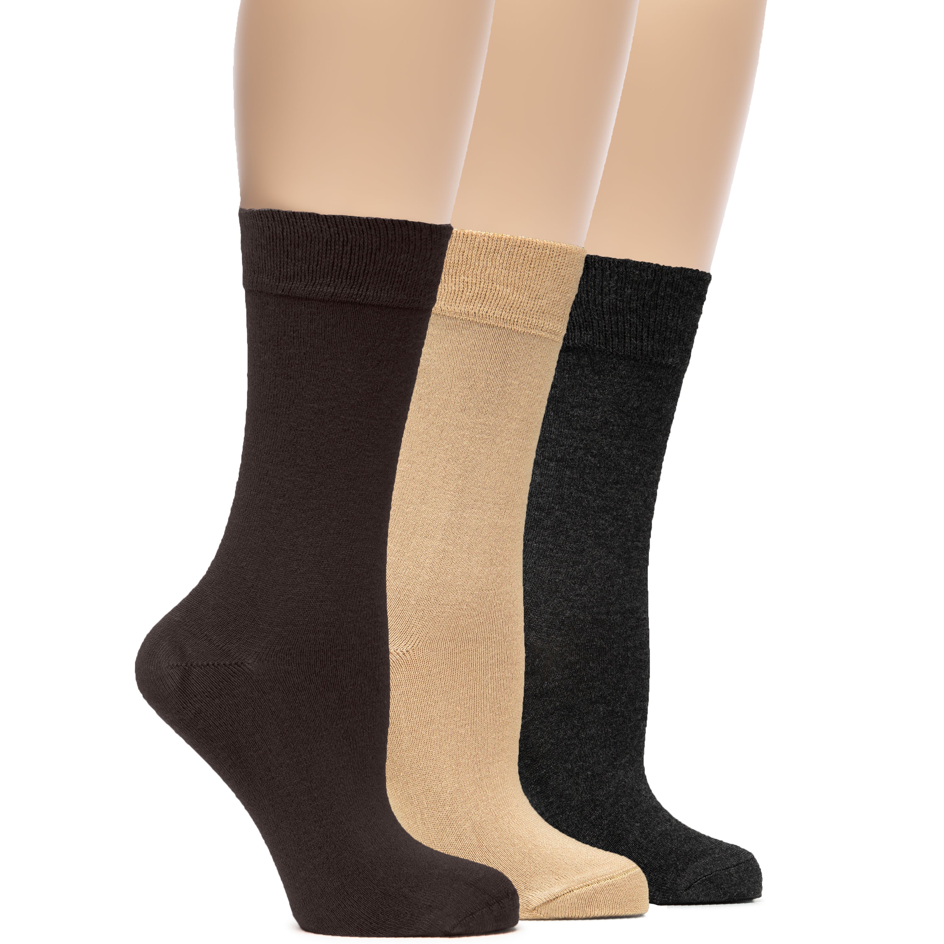 Women's Bamboo Dress Crew Socks, 3 Pairs