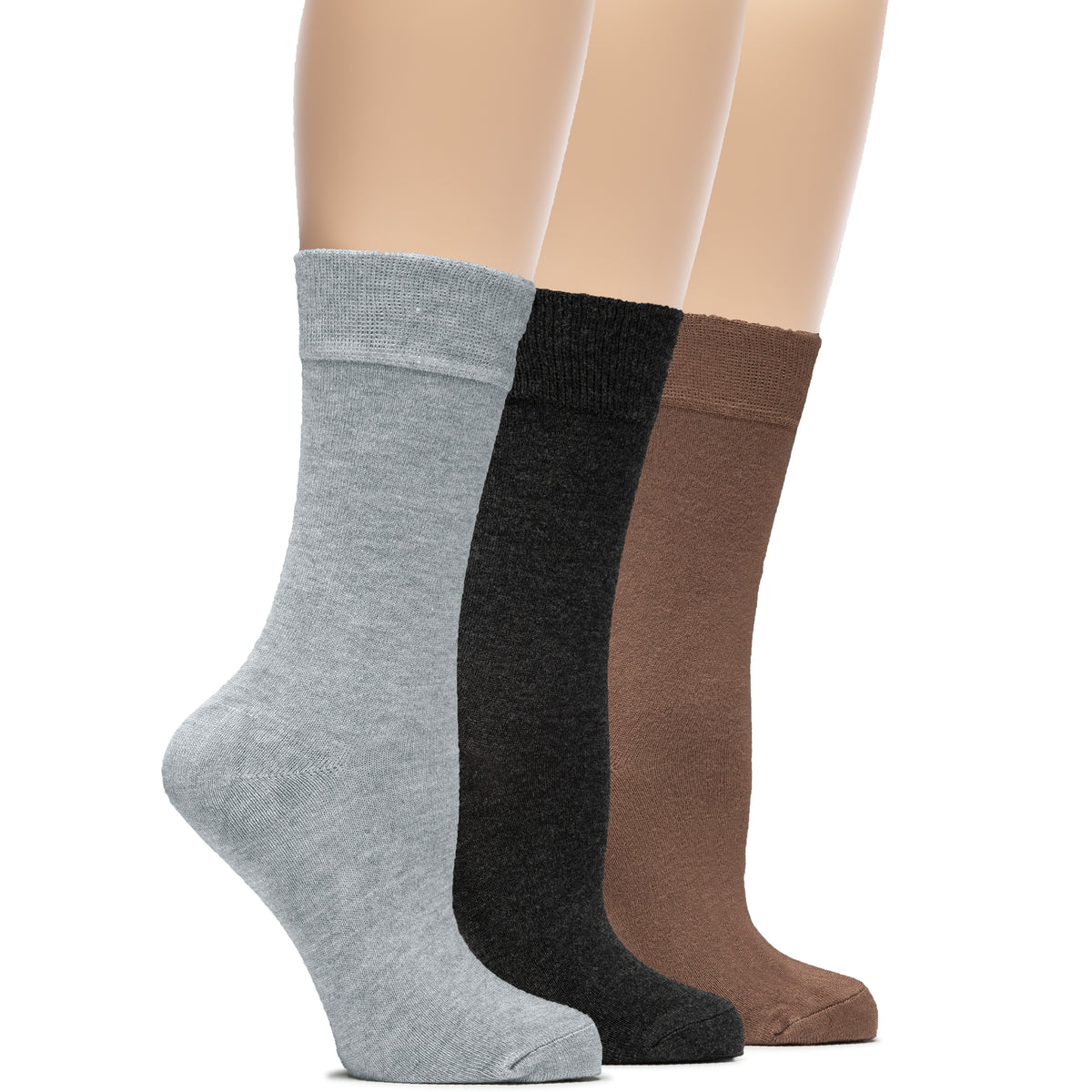 Keep your feet cozy and stylish with these Women's Bamboo Crew Socks. This pack features three socks in different shades, all crafted from eco-friendly bamboo fibers.