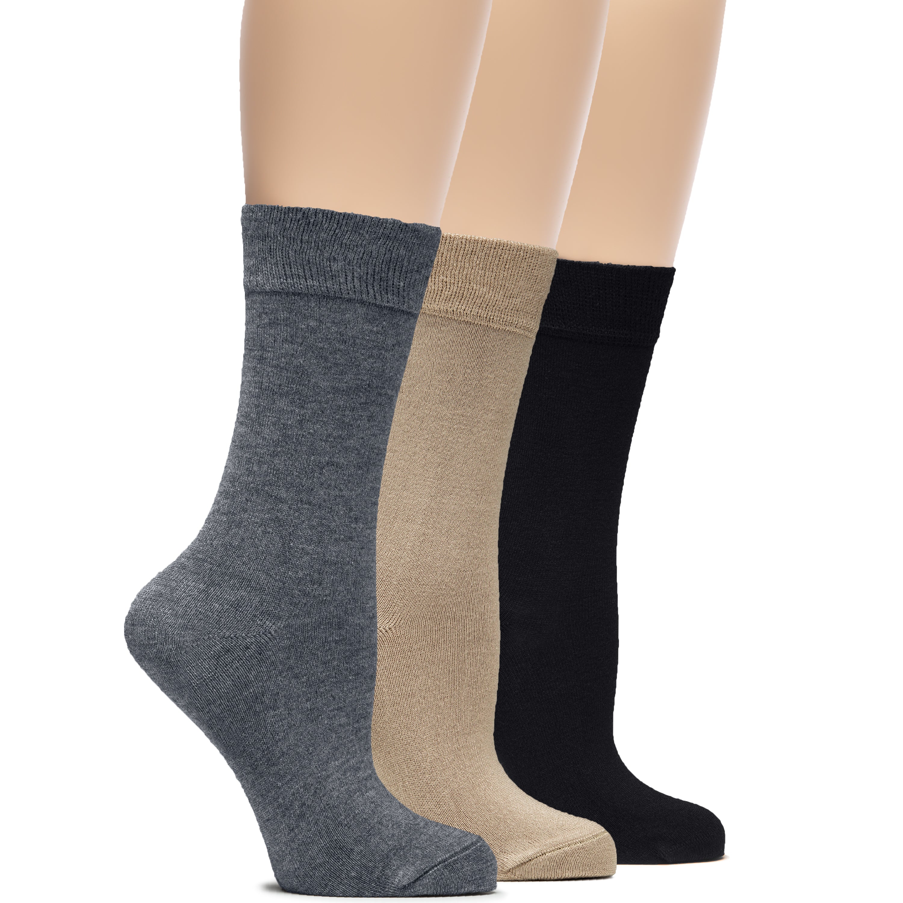 Women's Bamboo Dress Crew Socks, 3 Pairs