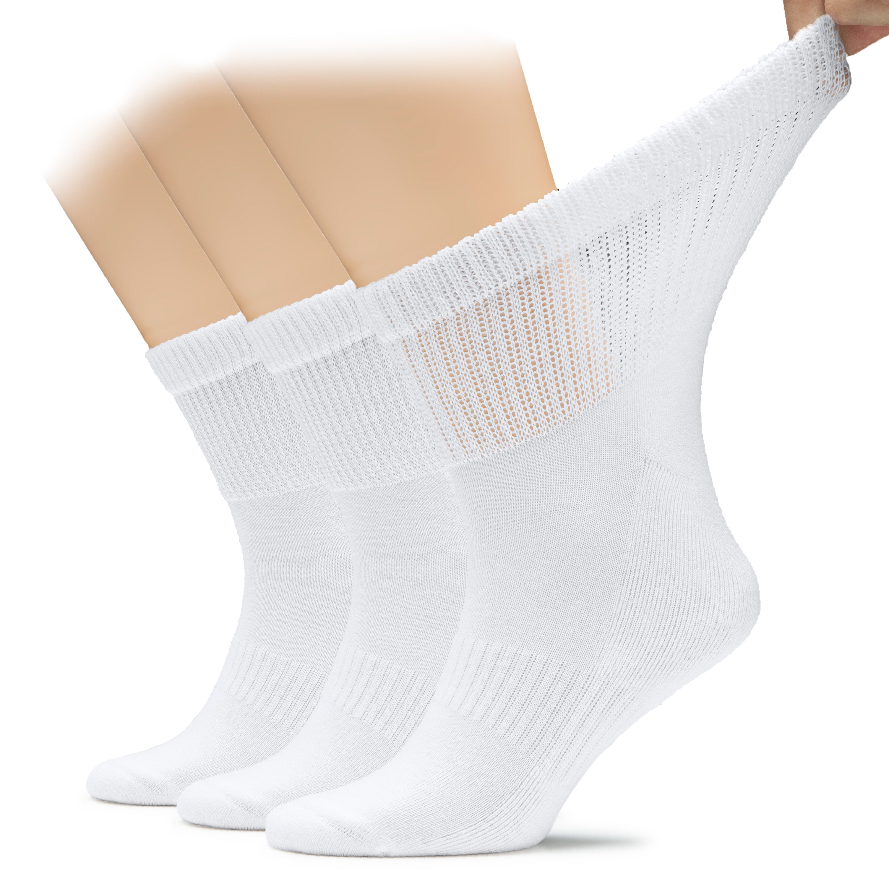 Men's Diabetic Ankle Semi-Cushion Cotton Socks, 3 Pairs