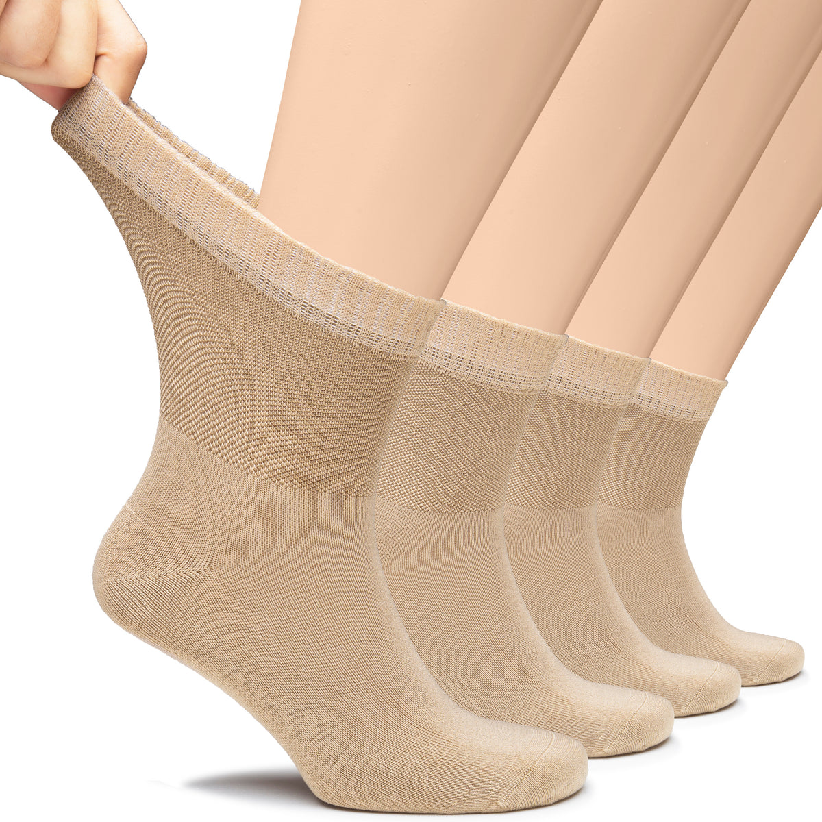 Hugh Ugoli Lightweight Men's Diabetic Ankle Socks Bamboo Thin Socks Seamless Toe and Non-Binding Top, 4 Pairs, Shoe Size 8-11/11-13 |  | 